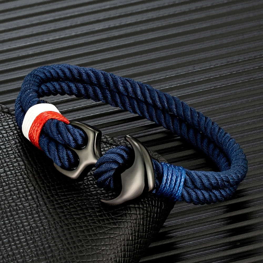 Pulseira Masculina Corda Naval e Âncora